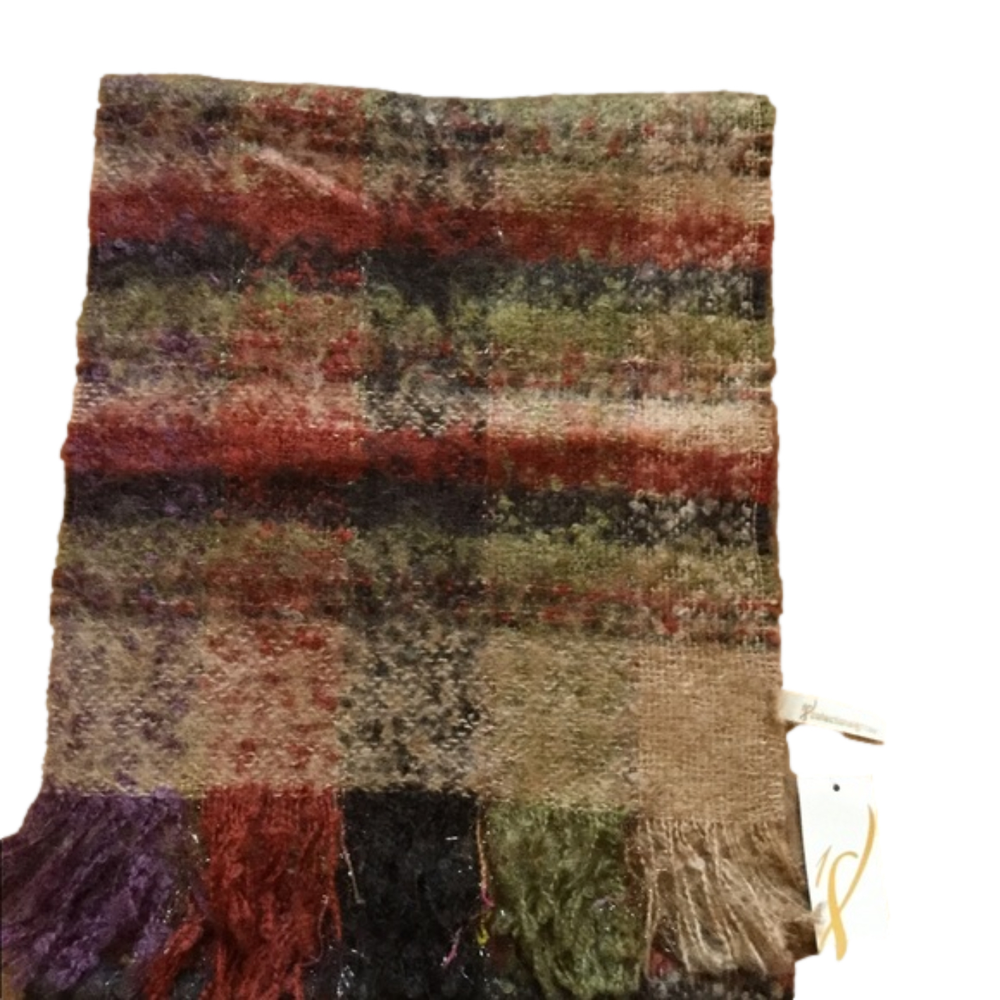 Collection eighteen knit plaid cozy brown multicolored rusty scarf